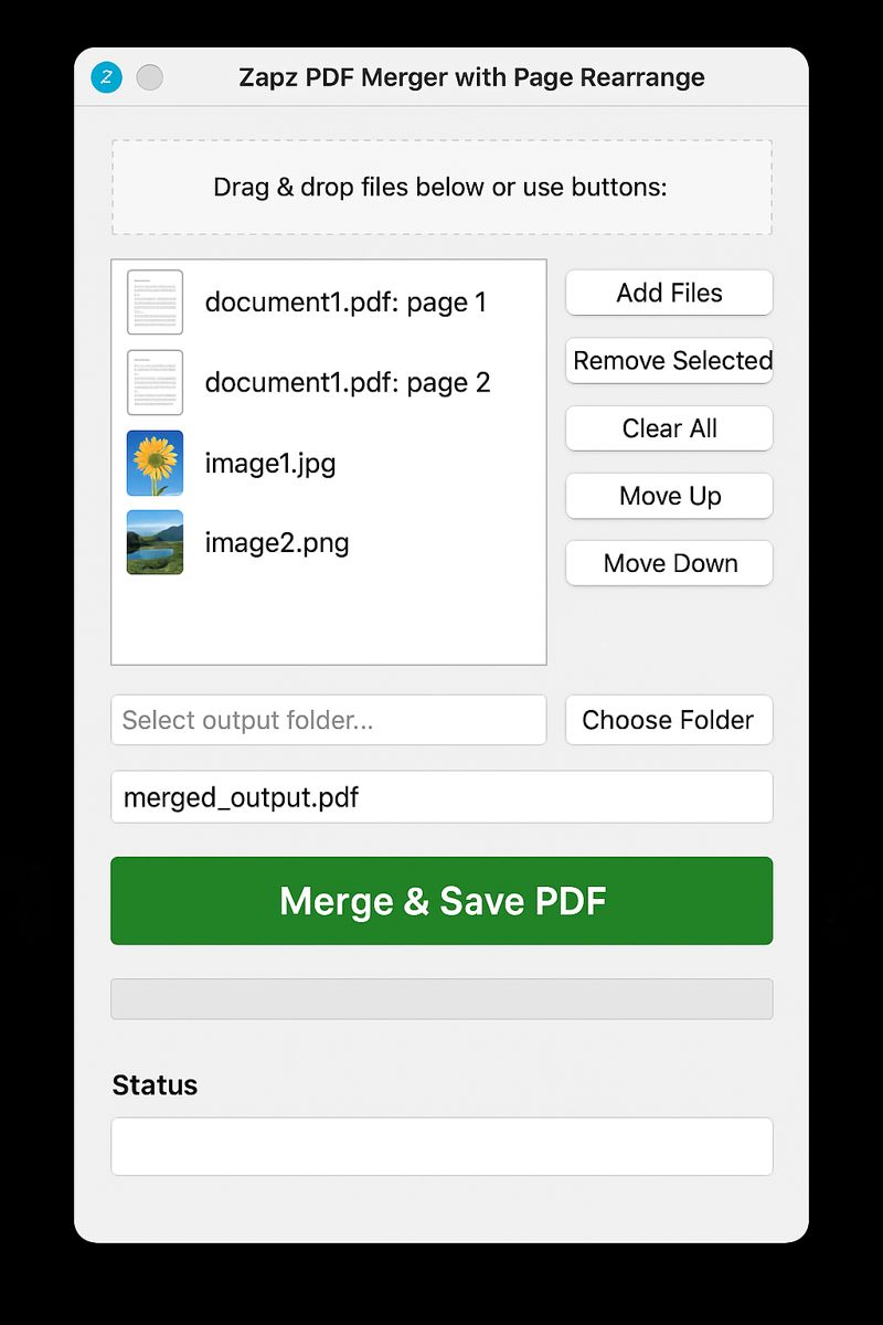 Zapz PDF Merger Interface